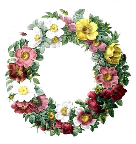 Free Vintage Clip Art Rose Wreath The Graphics Fairy