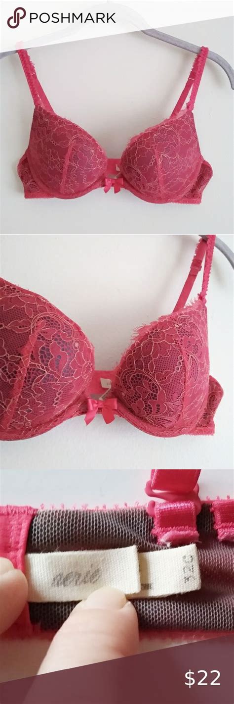 Aerie Emma Push Up Bra 32c Red Gold Lace Push Up Bra Push Up Gold Lace