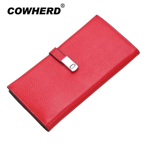 Cowherd Brand Top Layer Genuine Cow Leather Women Long Wallets Female