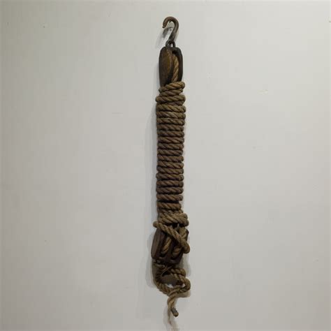 19th C Antique Block And Tackle With Rope C1800s S16 Home
