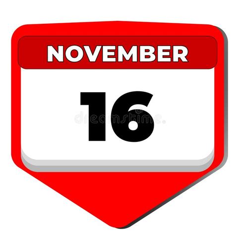 16 November Vector Icon Calendar Day 16 Date Of November Sixteenth