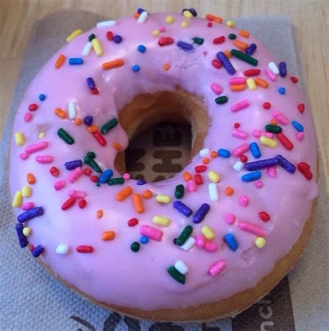 Pink Frosted Donut From Dunkin Donuts Dunkin Donuts Desserts Dunkin