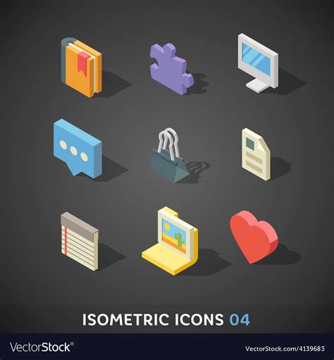 Flat Isometric Icons Set 4 Royalty Free Vector Image