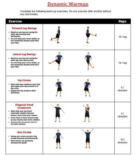 Image Result For List Of Dynamic Warm Up Exercises Workout Warm Up