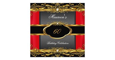 Elegant Red Black Gold 60th Birthday Party Invitation | Zazzle.com