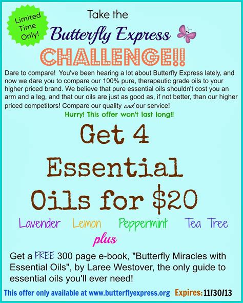 Wow Get 4 Essential Oils For 20 Take The Butterfly Express Challenge
