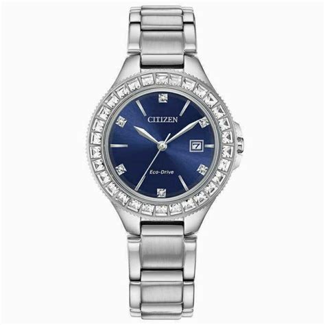 citizen silhouette eco drive blue crystal dial fe1190 53l reloj de acero inoxidable formal
