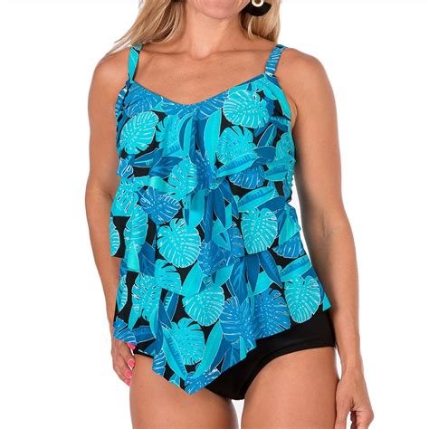 Ceeb Womens Tiered Ruffle Tankini Top Blue Moon Swimsuits Just For