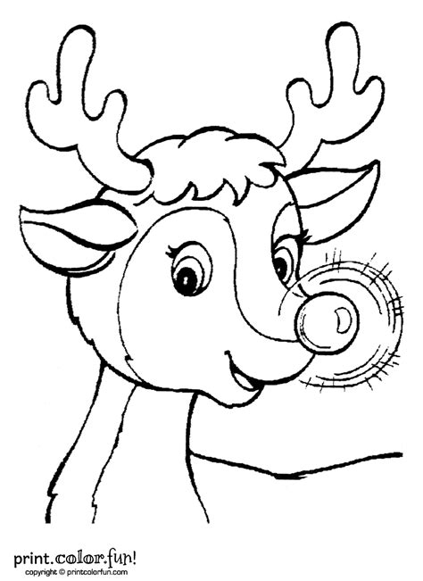 Rudolph The Red Nosed Reindeer Coloring Page Print Color Fun