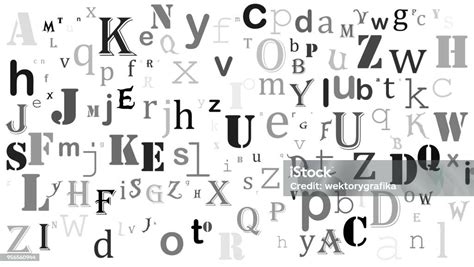 Random Letters English Alphabet Background Design On White Stock