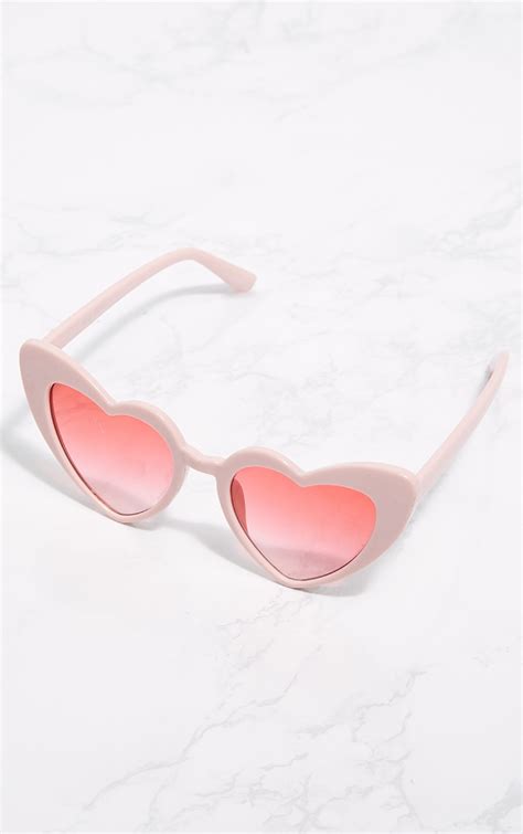 Pink Heart Shape Sunglasses Accessories Prettylittlething Usa