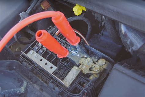Clamp a red clamp to the positive terminal of the dead battery. How to jump- and bump-start a car when you've a flat battery
