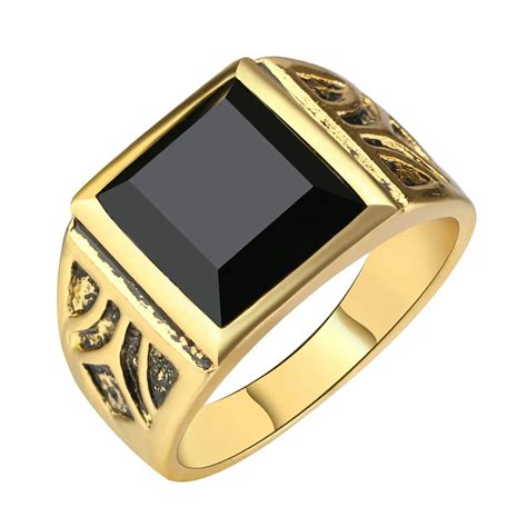 Men Jewelry High Quality Black Gold Ring Men Wedding Party Accessories