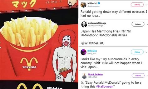 Japanese Restaurant Ad Features Very Raunchy Ronald Mcdonald With Pubic Hair Made Of French