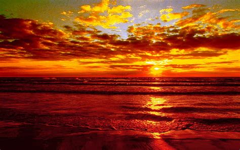 Hd Wallpaper Hot Summer Dusk Beach Ocean Clouds Sunset Nature And