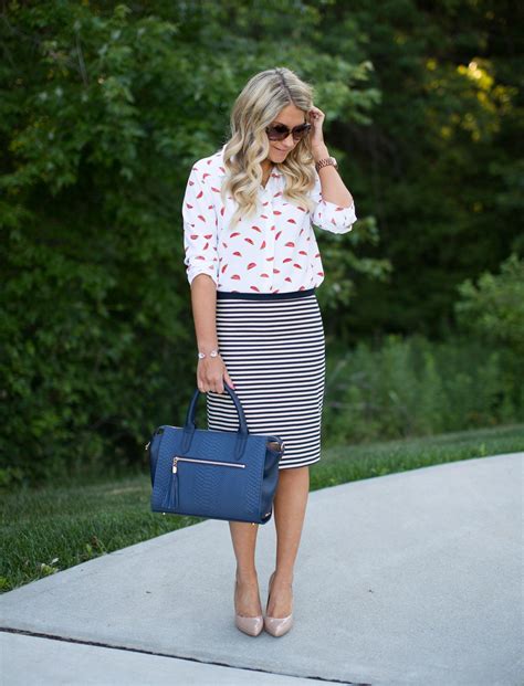 White And Pink Colour Ideas With Pencil Skirt Polka Dot Shorts