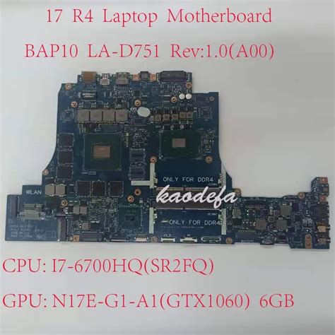 Bap10 La D751p For Dell Alienware 17 R4 Laptop Motherboard Mainboard