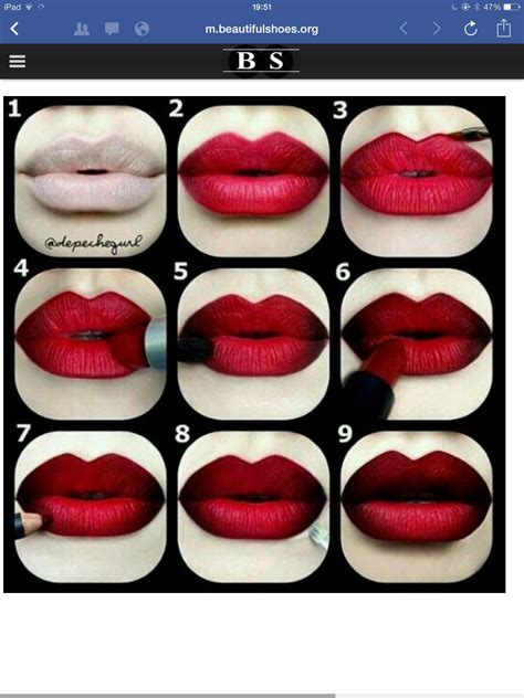 Red Lip Black Liner Lipstick Full Lip Effect Ombre Lips Tutorial Lip