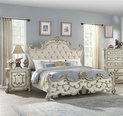 Buy Acme Braylee Queen Panel Bedroom Set 3 Pcs In Silver Antique White