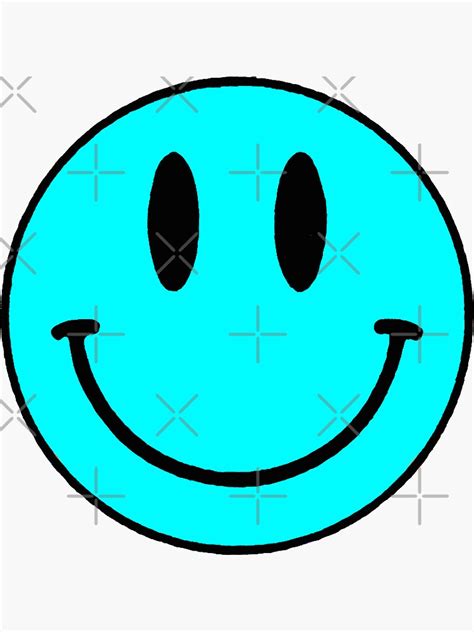 Neon Blue Smiley Face Sticker For Sale By Laurensiegel8 Redbubble
