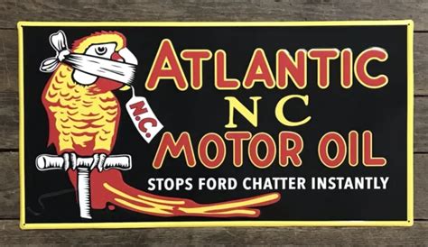 Atlantic Nc Motor Oil Advertising Metal Sign Mint Condition 155 X