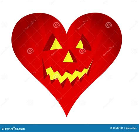 Red Pumpkin Face Heart Illustration Design Stock Vector Illustration