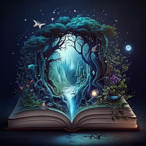 Premium Photo Mystical Book Concept A Tree Is Coming Out Of A Book
