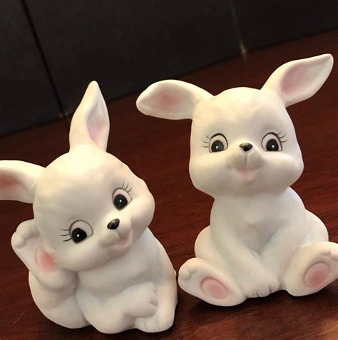 Vintage Porcelain Bunny Figurines Vintage Homco Bunnies Collectible