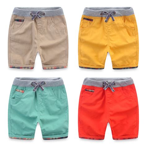 High Qualitiy Cotton Casual Kids Boys Shorts Elastic Waist Solid Color