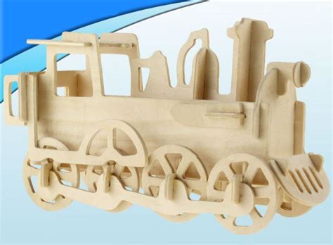 Train Steam Engine Locomotive Jigsaw 3d Diy Wood Model Kit Puzzle Kids