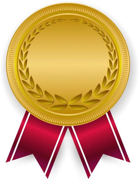 Premium Vector 3d Gold Blank Medal And Red Ribbon Ribbon Logo