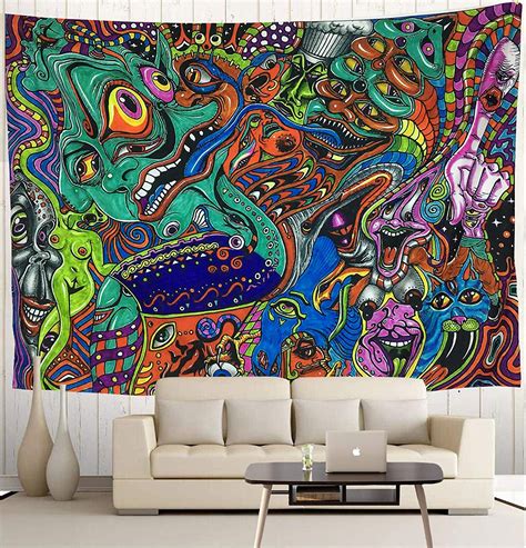 Wekymuu Trippy Tapestry Psychedelic Tapestry Hippie