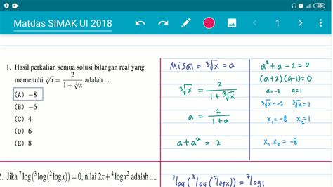 No 1 Soal Dan Pembahasan SIMAK UI Matematika Dasar 2018 YouTube