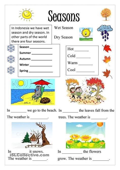 Weather And Seasons Worksheet Kindergarten
