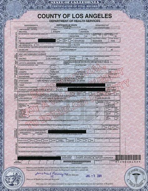 Filemichael Jackson Death Certificate Wikipedia The Free