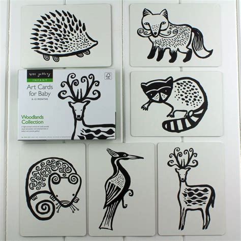 Black And White Baby Flash Cards Woodland Animals By Nest