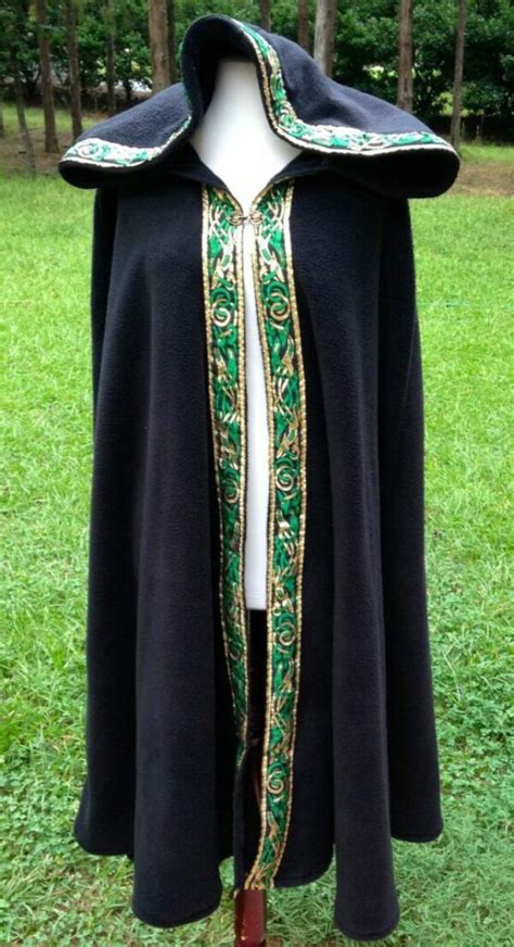 Black Fleece Cape With Celtic Beastie Trim Time Period Clothing