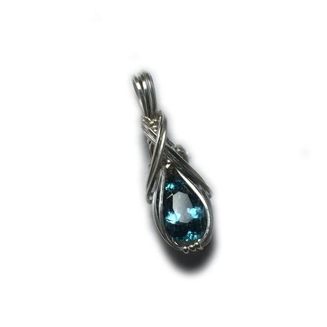 Blue Tourmaline Pendent 925 Sterling Silver Wire Wrapped Jewelry 128s2 5
