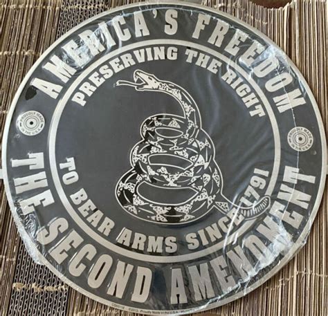 Americas Freedom The Second Amendment 12 Round Metal Sign Embossed