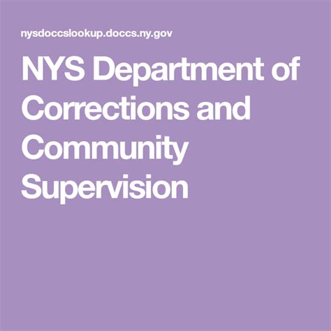 Nys Department Of Corrections And Community Supervision Department Of