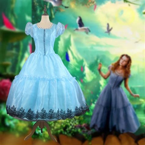 Tim Burton Alice In Wonderland Alice Blue Dress Costume Court Dress 01