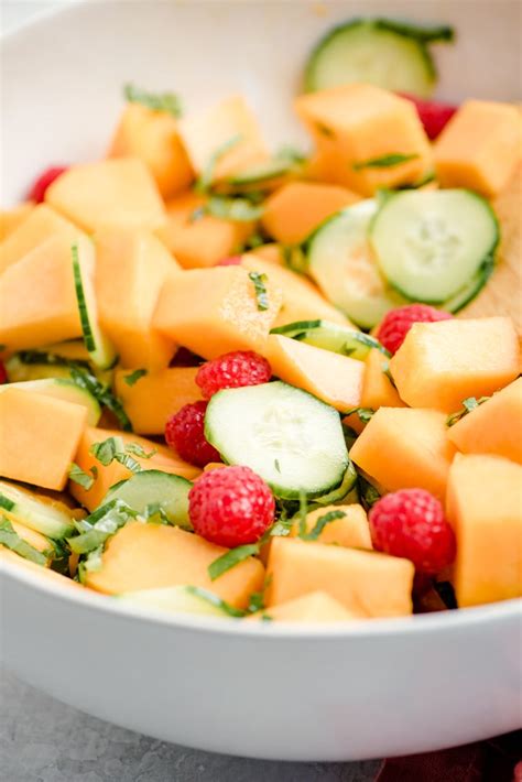 Cantaloupe Salad With Honey Lemon Dressing Our Salty Kitchen