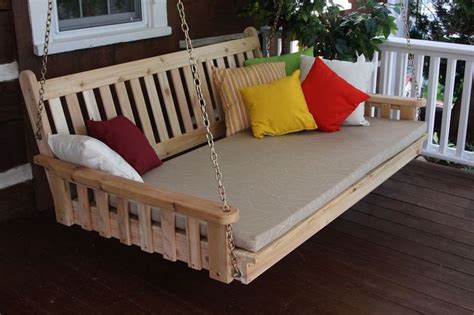 Outdoor Cedar 6 Traditional English Swing Bed Unfinished Large Porch