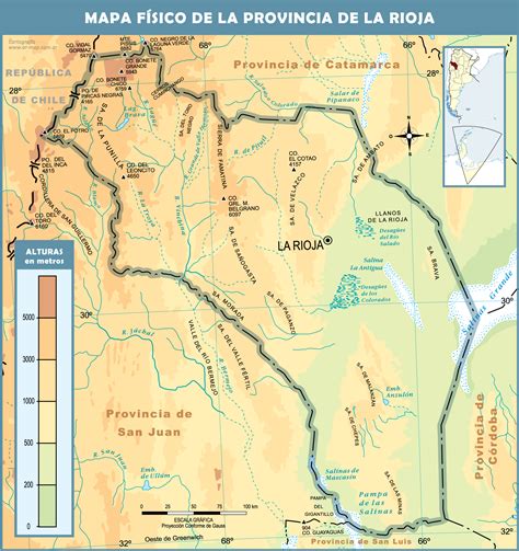 Physical Map Of The Province Of La Rioja Argentina Ex