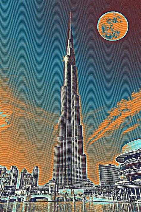 Burj Khalifa Emirates Dubai Travel Poster 2 Painting By Celestial