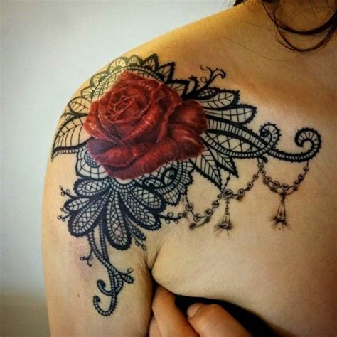 Lace Pattern With A Rose Tattoo Tattoos Rose Roses