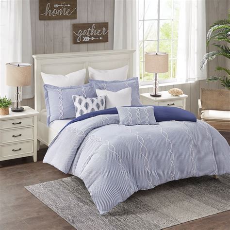 Packages make it easy to complete your bedroom without the headache of shopping for pieces separately. Ocean Blue Coastal Farmhouse Comforter Queen Set | Bedroom ...