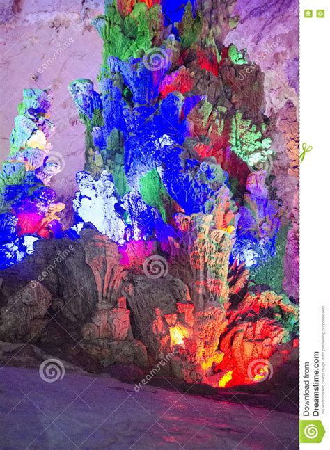 Stock Image Of Beautiful Illuminated Multicolored Stalactites From