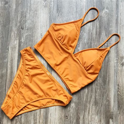 2018 Sexy Solid High Waisted Bathing Suits Women Bikini Push Up Swimwear Summer Bandage Beach