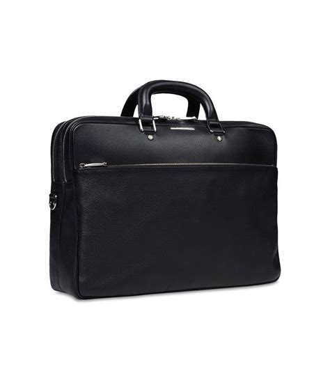 Ermenegildo Zegna Office And Laptop Bag Textured Leather Zip Closure